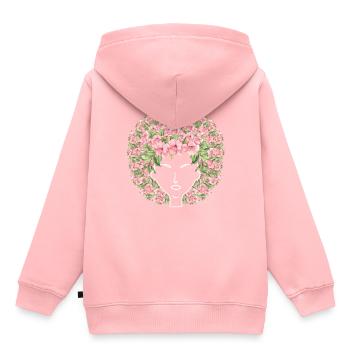 Fleurs Afro - Sweat Premium à capuche enfant bio - rose - Dos - AI Model Kid Female (0cm)