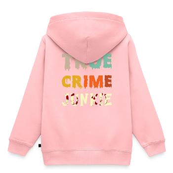 Accro au vrai crime - Sweat Premium à capuche enfant bio - rose - Dos - AI Model Kid Female (0cm)