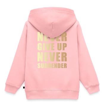 Ne jamais abandonner ne jamais se rendre - Sweat Premium à capuche enfant bio - rose - Dos - AI Model Kid Female (0cm)