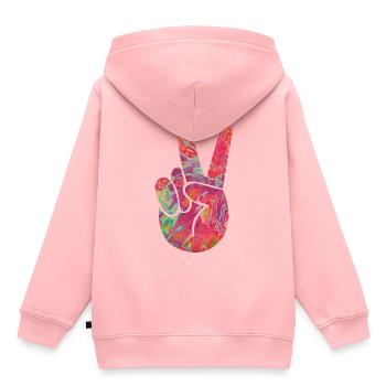 Peace Finger - Kinder Premium Organic Hoodie - Rosa - Hinten - AI Model Kid Female (0cm)