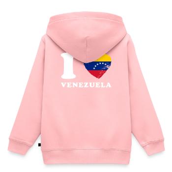 J’aime le Venezuela - Sweat Premium à capuche enfant bio - rose - Dos - AI Model Kid Female (0cm)