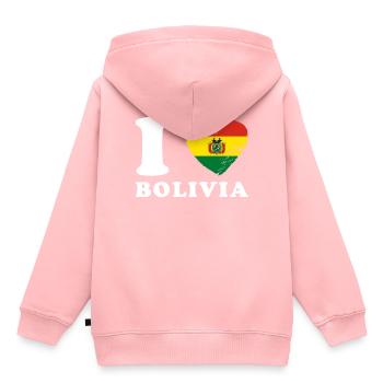 Ich liebe Bolivien - Kinder Premium Organic Hoodie - Rosa - Hinten - AI Model Kid Female (0cm)