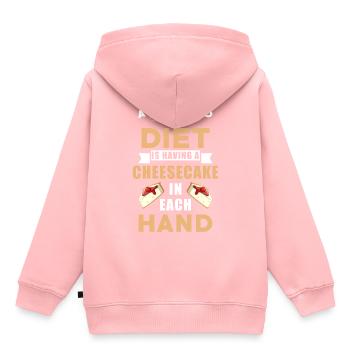 Régime cheesecake - Sweat Premium à capuche enfant bio - rose - Dos - AI Model Kid Female (0cm)