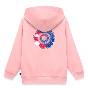 Drapeau du Népal Tournesol - Sweat Premium à capuche enfant bio - rose - Dos - AI Model Kid Female (0cm)