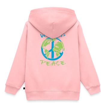 Weltfrieden Erde Planet Friedenszeichen - Kinder Premium Organic Hoodie - Rosa - Hinten - AI Model Kid Female (0cm)