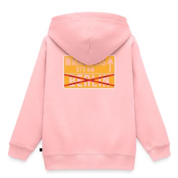 Warschau Berlin Umzug Ortschild - Kinder Premium Organic Hoodie - Rosa - Hinten - AI Model Kid Female (0cm)