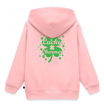 Charmeur chanceux - Sweat Premium à capuche enfant bio - rose - Dos - AI Model Kid Female (0cm)