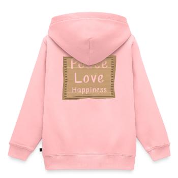 Déclaration politique Amour Bonheur Paix - Sweat Premium à capuche enfant bio - rose - Dos - AI Model Kid Female (0cm)