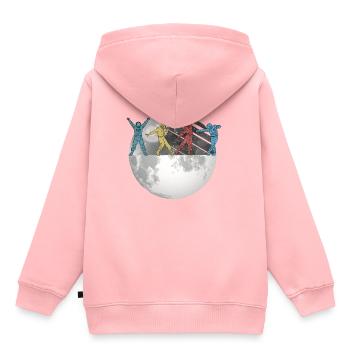 Astronaute Space Moon Space Retro - Sweat Premium à capuche enfant bio - rose - Dos - AI Model Kid Female (0cm)