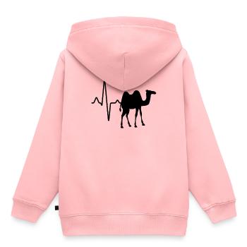 Dromedar Kamel Herzschlag - Kinder Premium Organic Hoodie - Rosa - Hinten - AI Model Kid Female (0cm)