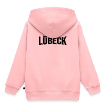 Lübeck - Kinder Premium Organic Hoodie - Rosa - Hinten - AI Model Kid Female (0cm)