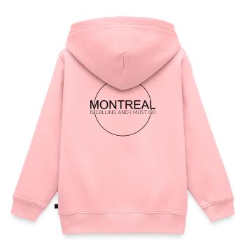 Dicton de Montréal - Sweat Premium à capuche enfant bio - rose - Dos - AI Model Kid Female (0cm)