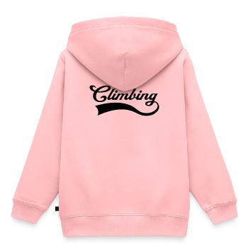 Klettern Schriftzug - Kinder Premium Organic Hoodie - Rosa - Hinten - AI Model Kid Female (0cm)