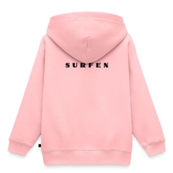 Surfen Schriftzug - Kinder Premium Organic Hoodie - Rosa - Hinten - AI Model Kid Female (0cm)