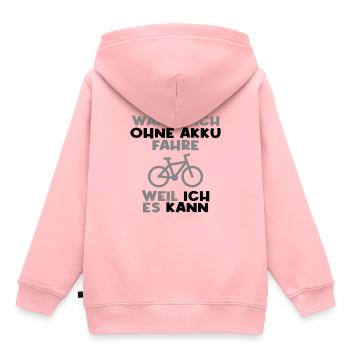 Fahrrad ohne Akku Spruch - Kinder Premium Organic Hoodie - Rosa - Hinten - AI Model Kid Female (0cm)