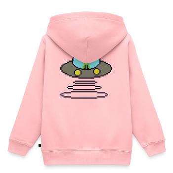 Retrogaming Pixel Ufo - Sweat Premium à capuche enfant bio - rose - Dos - AI Model Kid Female (0cm)