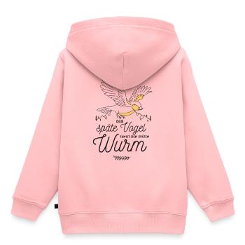 Der späte Vogel fängt den späten Wurm - Kinder Premium Organic Hoodie - Rosa - Hinten - AI Model Kid Female (0cm)