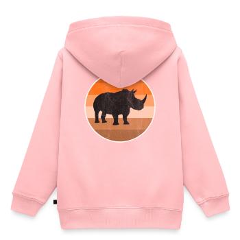 Nashorn - Kinder Premium Organic Hoodie - Rosa - Hinten - AI Model Kid Female (0cm)