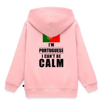 Dicton portugais - Sweat Premium à capuche enfant bio - rose - Dos - AI Model Kid Female (0cm)