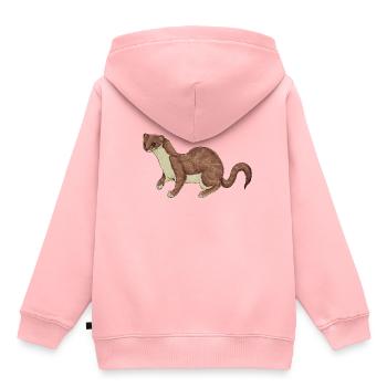 Dessin en couleur d’une belette - Sweat Premium à capuche enfant bio - rose - Dos - AI Model Kid Female (0cm)