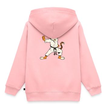 Comic Tiger fait du karaté - Sweat Premium à capuche enfant bio - rose - Dos - AI Model Kid Female (0cm)