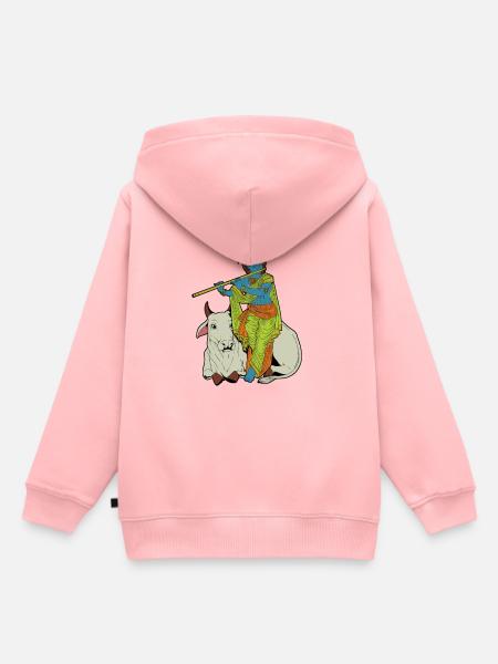 Hindu Gott - der blaue Flötenspieler Krishna - Kinder Premium Organic Hoodie - Rosa