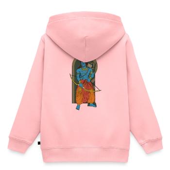 Dieu hindou - Rama - Sweat Premium à capuche enfant bio - rose - Dos - AI Model Kid Female (0cm)