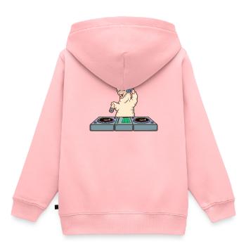 Cartoon Lama DJ at turntable - Kids Premium Organic Hoodie - rose - Back - AI Model Kid Female (0cm)