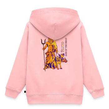 Dieu des Enfers - Pluton - Sweat Premium à capuche enfant bio - rose - Dos - AI Model Kid Female (0cm)