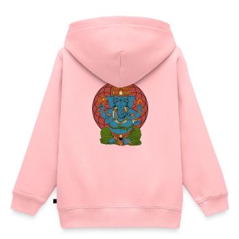 Dieu hindou - Ganesha - Sweat Premium à capuche enfant bio - rose - Dos - AI Model Kid Female (0cm)