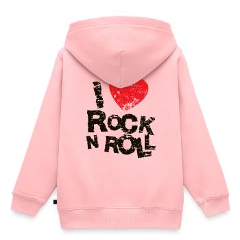 I LOVE ROCK N ROLL. - Kids Premium Organic Hoodie - rose - Back - AI Model Kid Female (0cm)