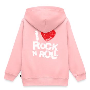 I LOVE ROCK N ROLL. - Kids Premium Organic Hoodie - rose - Back - AI Model Kid Female (0cm)