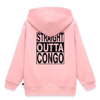 Congo Tout droit sorti du Congo - Sweat Premium à capuche enfant bio - rose - Dos - AI Model Kid Female (0cm)