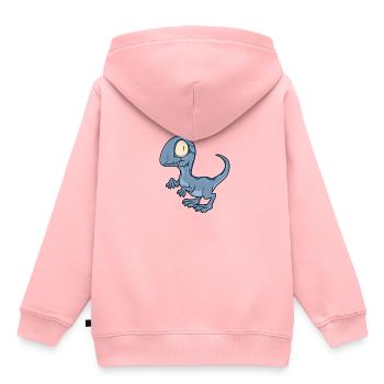 Kawaii Velociraptor - Sweat Premium à capuche enfant bio - rose - Dos - AI Model Kid Female (0cm)