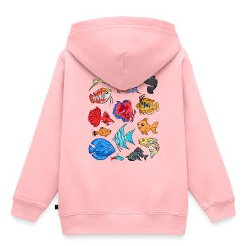 Verschiedene Zierfische - Aquaristik - Kinder Premium Organic Hoodie - Rosa - Hinten - AI Model Kid Female (0cm)