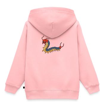 Mille-pattes Kawaii - Sweat Premium à capuche enfant bio - rose - Dos - AI Model Kid Female (0cm)