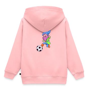 Comic Gartenzwerg spielt Fußball - Kinder Premium Organic Hoodie - Rosa - Hinten - AI Model Kid Female (0cm)