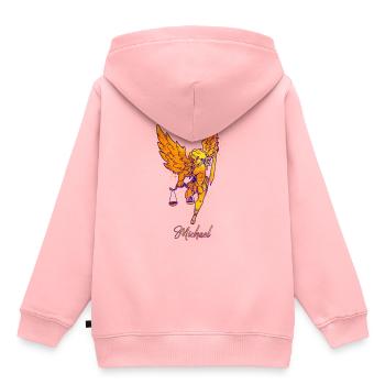 Archange Michel - Sweat Premium à capuche enfant bio - rose - Dos - AI Model Kid Female (0cm)