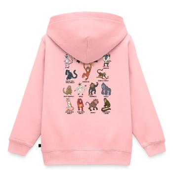 Différents singes - Types de primates - Sweat Premium à capuche enfant bio - rose - Dos - AI Model Kid Female (0cm)