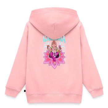 Dieu hindou - Ganesha - Sweat Premium à capuche enfant bio - rose - Dos - AI Model Kid Female (0cm)