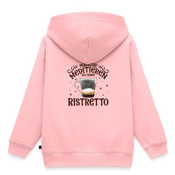 Meditieren und Ristretto - Kinder Premium Organic Hoodie - Rosa - Hinten - AI Model Kid Female (0cm)