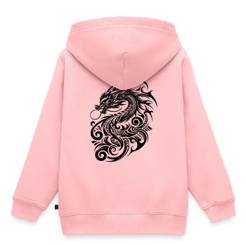 Dragon Tribal Tattoo Kunstvolles Design - Kinder Premium Organic Hoodie - Rosa - Hinten - AI Model Kid Female (0cm)
