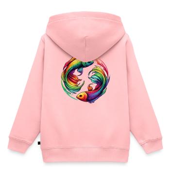 Pisces Zodiac Enigmatic Rainbow Design - Kids Premium Organic Hoodie - rose - Back - AI Model Kid Female (0cm)
