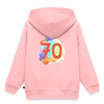 70 Nombre d’objets blob - Sweat Premium à capuche enfant bio - rose - Dos - AI Model Kid Female (0cm)