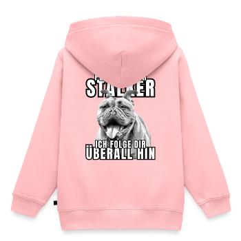 CHIEN DE CHASSE PERSONNEL CHIEN BOULEDOGUE - Sweat Premium à capuche enfant bio - rose - Dos - AI Model Kid Female (0cm)
