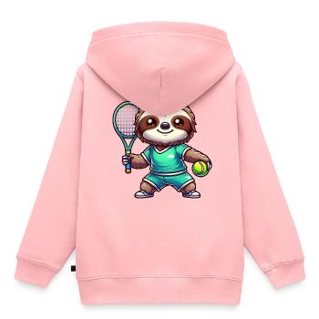 Conception de joueur de tennis paresseux mignon - Sweat Premium à capuche enfant bio - rose - Dos - AI Model Kid Female (0cm)
