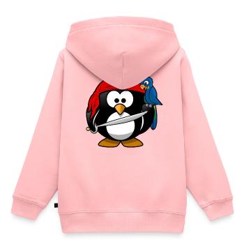 Pirate Penguin - Sweat Premium à capuche enfant bio - rose - Dos - AI Model Kid Female (0cm)
