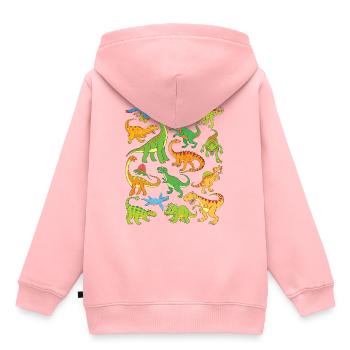 16 Dinos pour les enfants - Dinosaures populaires - Sweat Premium à capuche enfant bio - rose - Dos - AI Model Kid Female (0cm)