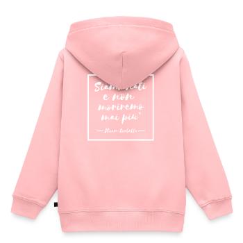 Wir sind geboren und werden nie wieder sterben - Kinder Premium Organic Hoodie - Rosa - Hinten - AI Model Kid Female (0cm)