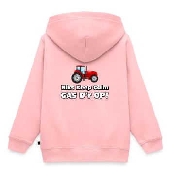 agriculteur - Rien de calme, du gaz dessus! Tracteur de producteurs - Sweat Premium à capuche enfant bio - rose - Dos - AI Model Kid Female (0cm)